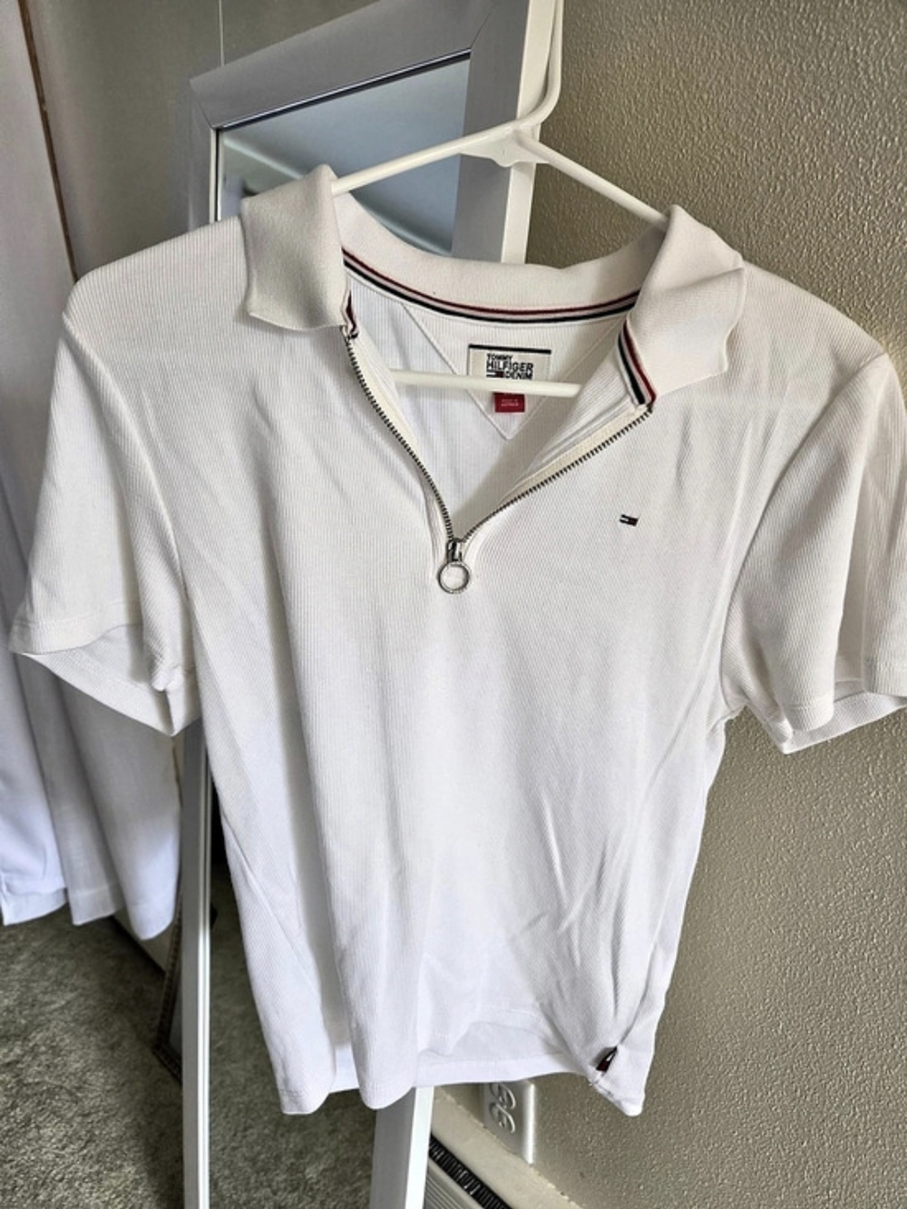 Tommy Hilfiger Denim Zip Polo Zip Polo in White Large Like New